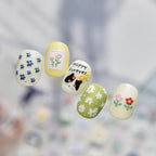 5D Kawaii Cat & Spring Floral Nail Stickers 5653