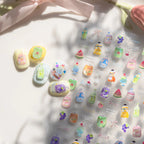 5D Kawaii Dessert Nail Stickers – Cute Drink & Pudding Nail Art Decals 