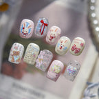 5D Kawaii Rabbit Nail Stickers Coquette Bunny Bows Decals 5546
