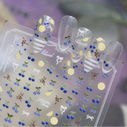 5D Lemon & Blue Cherry Nail Stickers | Summer Fruit Decals