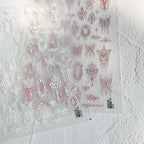 5D Magical Girl Nail Stickers | White Lace Butterfly & Fantasy Filigree Nail Art Decals to3239