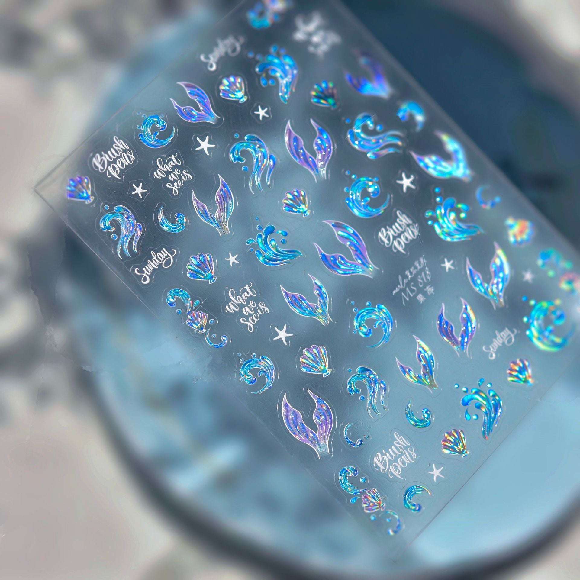 5D Mermaidcore Nail Stickers – Jelly Ocean Shell & Summer Beach Decals