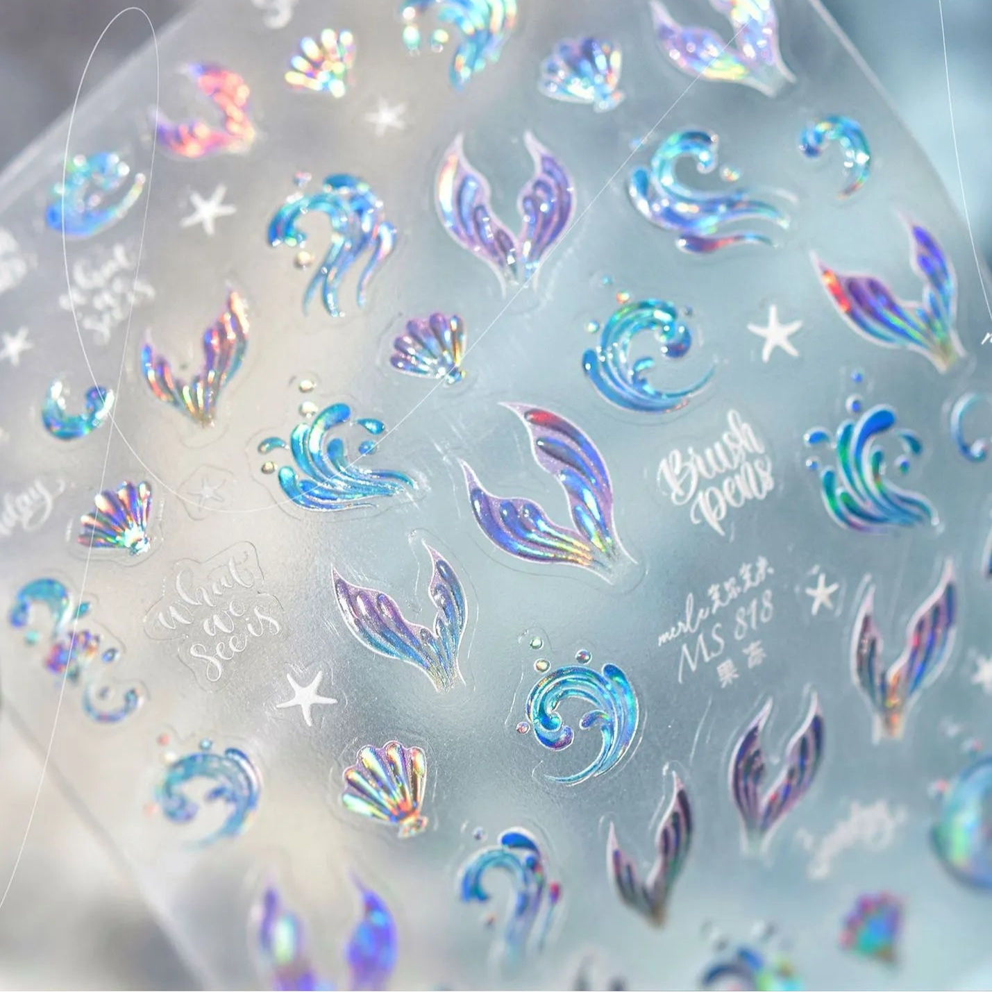 5D Mermaidcore Nail Stickers – Jelly Ocean Shell & Summer Beach Decals