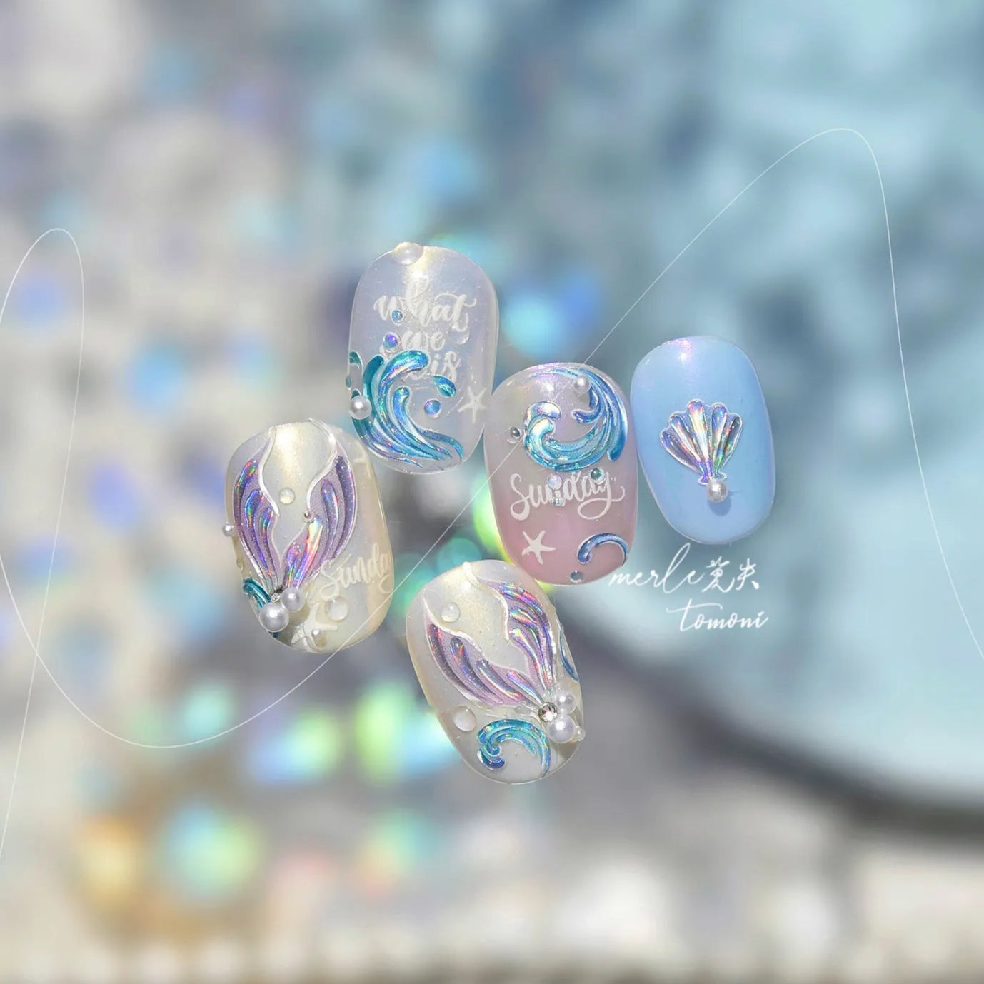 5D Mermaidcore Nail Stickers – Jelly Ocean Shell & Summer Beach Decals