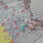 5D Ocean Nail Stickers – Gold & Silver Seashell, Starfish & Jellyfish Nail Art Decals