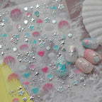 5D Ocean Nail Stickers – Gold & Silver Seashell, Starfish & Jellyfish Nail Art Decals
