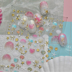 5D Ocean Nail Stickers – Gold & Silver Seashell, Starfish & Jellyfish Nail Art Decals