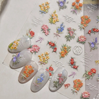 5D Oil Painting Flower Nail Stickers Wildflower Bouquet Decals