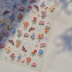 5D Oil Painting Flower Nail Stickers Wildflower Bouquet Decals