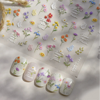 5D Oil Painting Flower Nail Stickers Wildflower Bouquet Decals