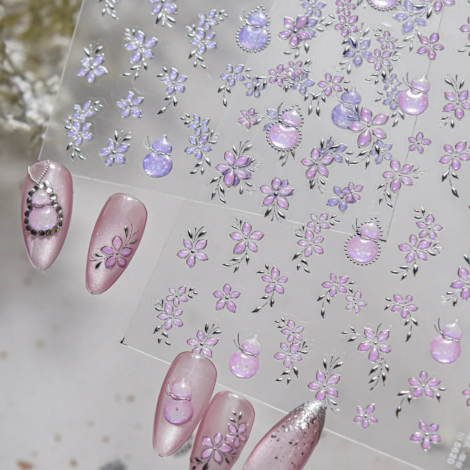 5D Opal Gourd & Flower Nail Stickers 5620