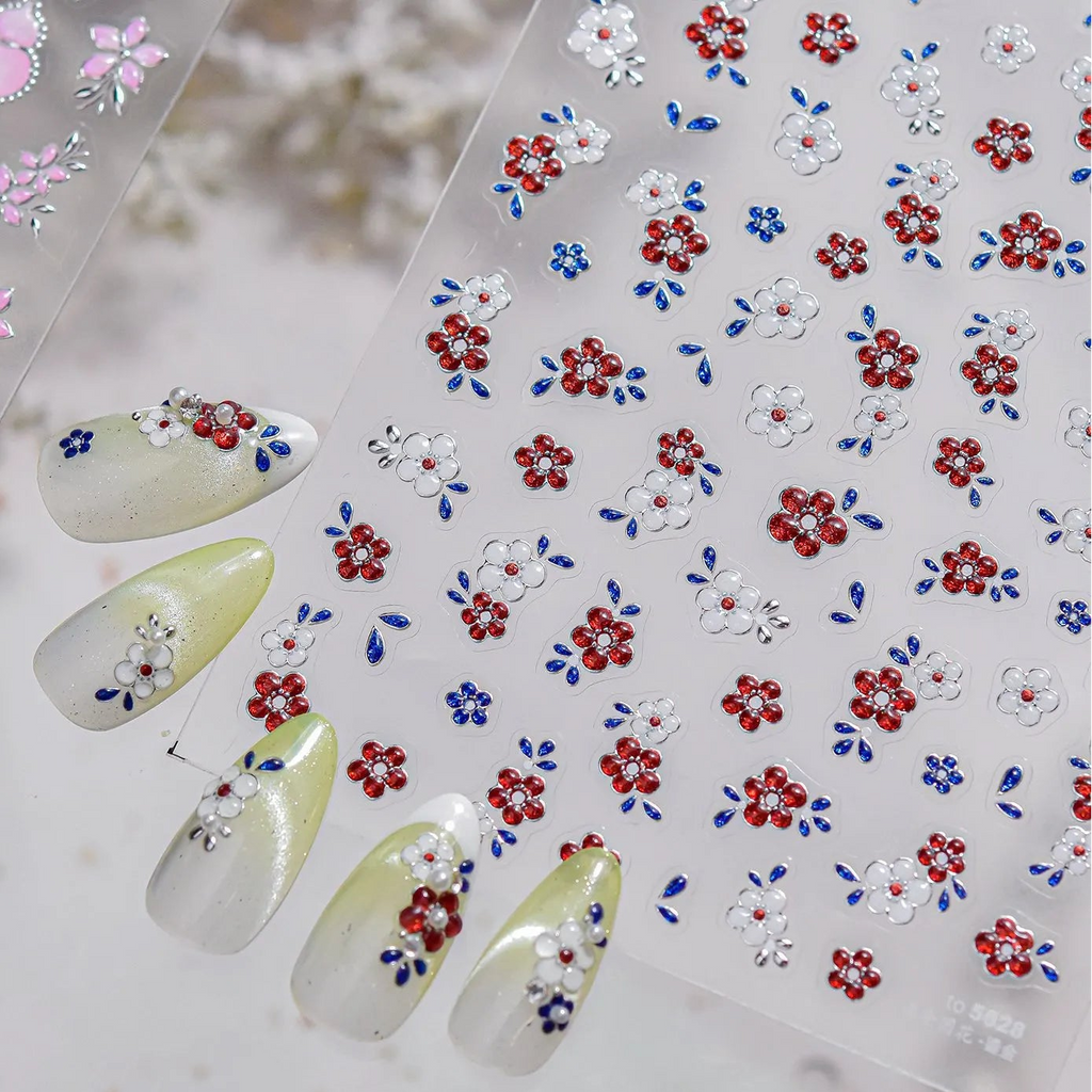 5D Opal Gourd & Flower Nail Stickers 5620