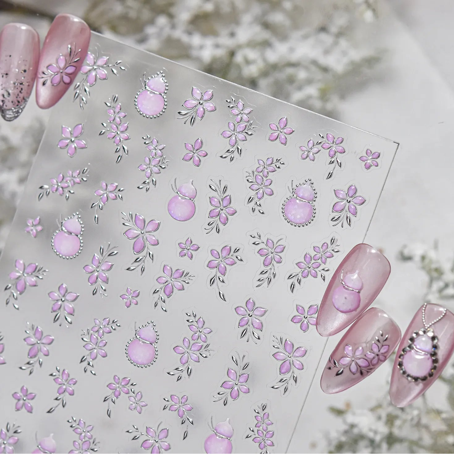 5D Opal Gourd & Flower Nail Stickers 5620