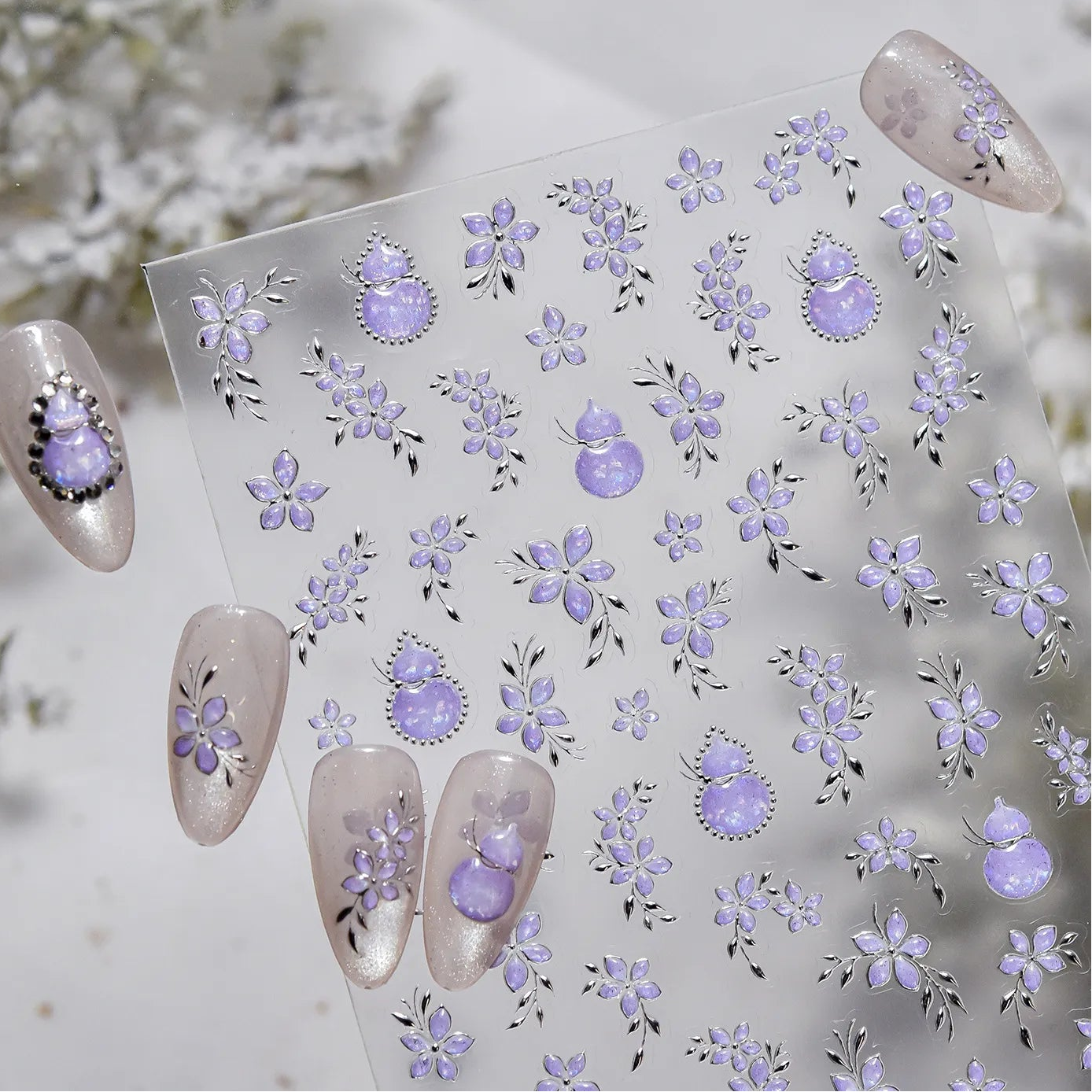 5D Opal Gourd & Flower Nail Stickers 5620