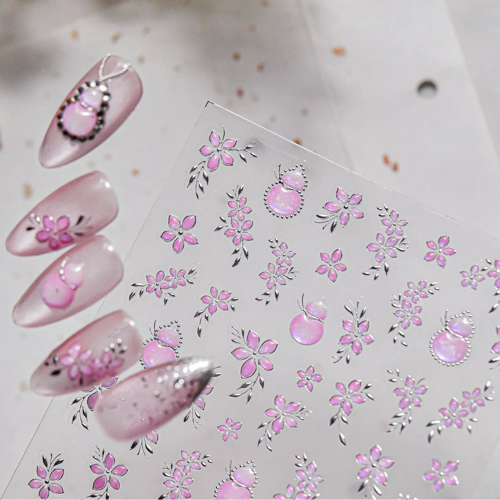 5D Opal Gourd & Flower Nail Stickers 5620