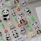 5D Panda Nail Art Stickers Adhesive Slider Cartoon Panda Bamboo Sticker Decals TS3637