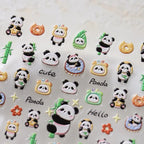 5D Panda Nail Art Stickers Adhesive Slider Cartoon Panda Bamboo Sticker Decals TS3637