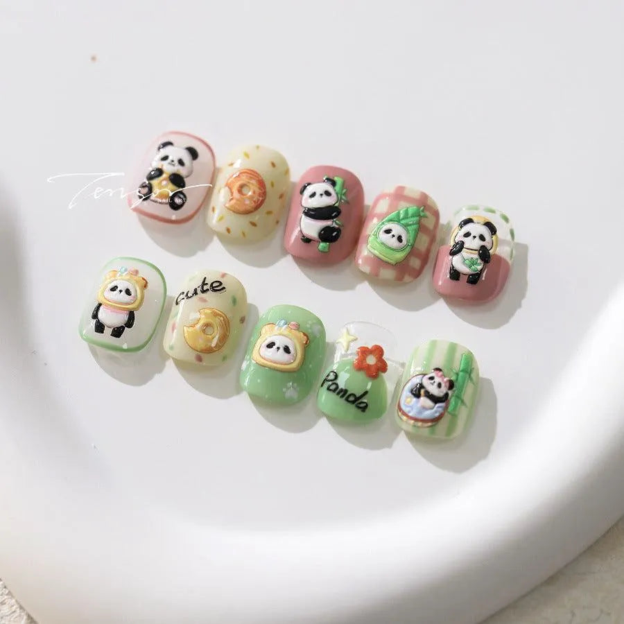 5D Panda Nail Art Stickers Adhesive Slider Cartoon Panda Bamboo Sticker Decals TS3637