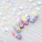 5D Pastel Galaxy Nail Stickers | Cute Iridescent Planet, Star & Butterfly Art Decals TS851