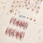 5D Pink Flowers Nail Art Stickers Floral Adhesive Slider Sticker Decals TS3081