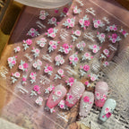 5D Pink Rose Nail Stickers - Coquette Floral Decals 925