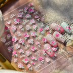 5D Pink Rose Nail Stickers - Coquette Floral Decals 925
