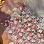 5D Pink Rose Nail Stickers - Coquette Floral Decals 925