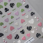 5D Plaid Heart Nail Stickers | Cute Pink & Green Y2K Preppy Nail Art Decals