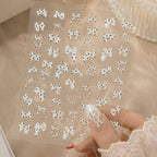 5D Polka Dots Bow Nail Stickers - Shell Light Coquette Pearl Ribbon Decals