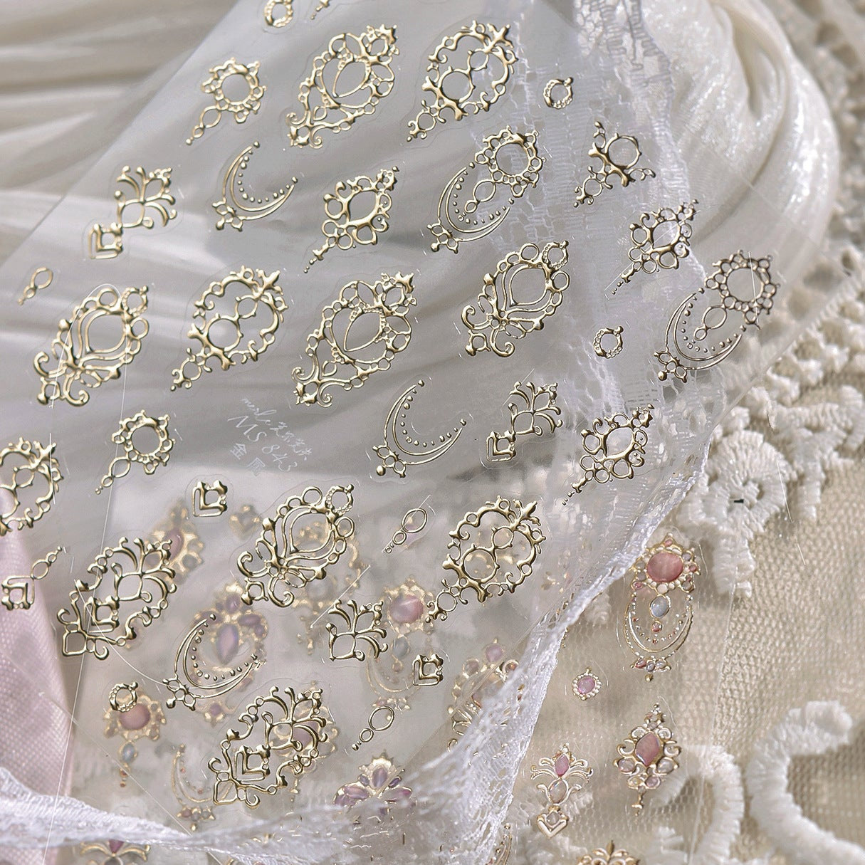 5D Princesscore Jewelry Nail Stickers | Vintage Gold Gem Nail Art Decals MS841