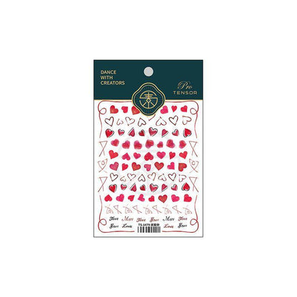 5D Red Hearts Nail Art Stickers Adhesive Embossed Love Heart Sticker Decals TS1478 - Nail MAD
