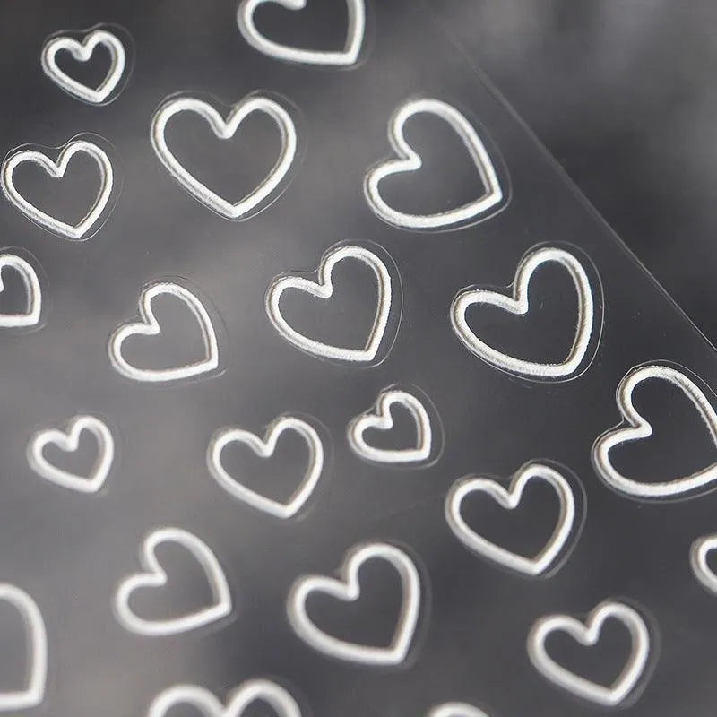 5D Red Love Nail Art Stickers Black White Skeleton Heart Adhesive Sticker Nail Decals For Valentine's Day TS934