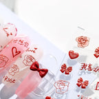 5D Rose Love Nail Art Stickers Adhesive Sliders Red Bows Heart Sticker Decals TS1345