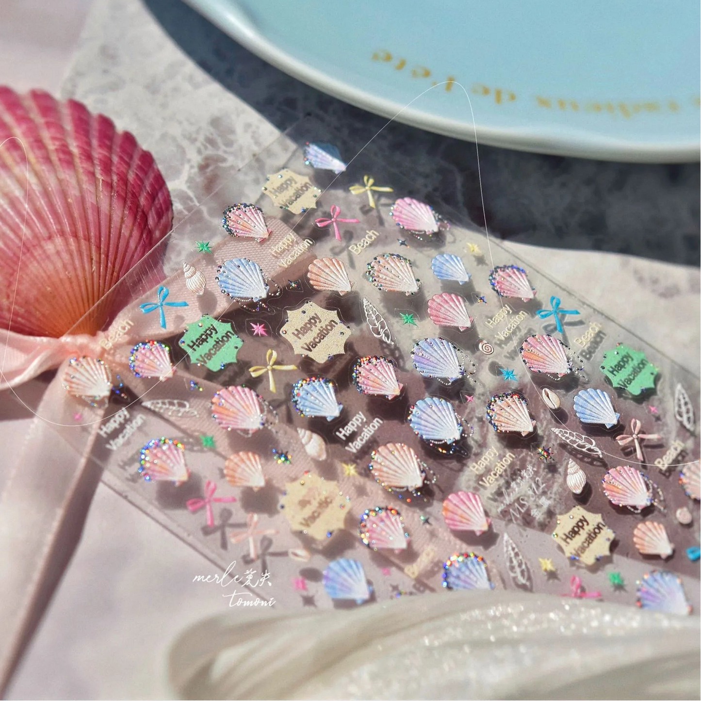 5D Seashell Nail Art Stickers – Embossed Summer Beach Theme Nail Decals MS812