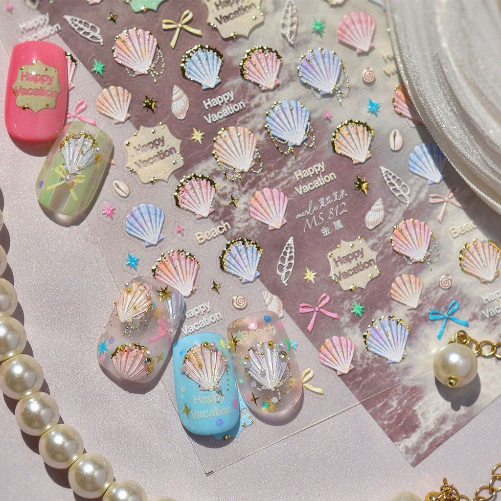 5D Seashell Nail Art Stickers – Summer Beach Theme Decals MS812
