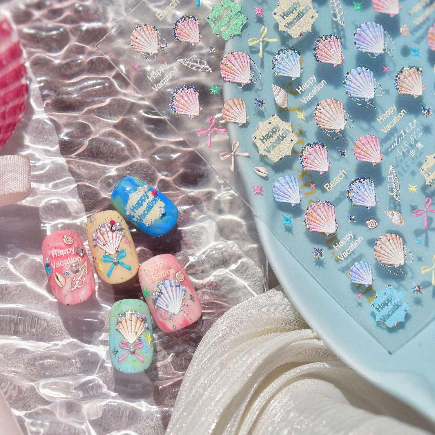 5D Seashell Nail Art Stickers – Summer Beach Theme Decals MS812