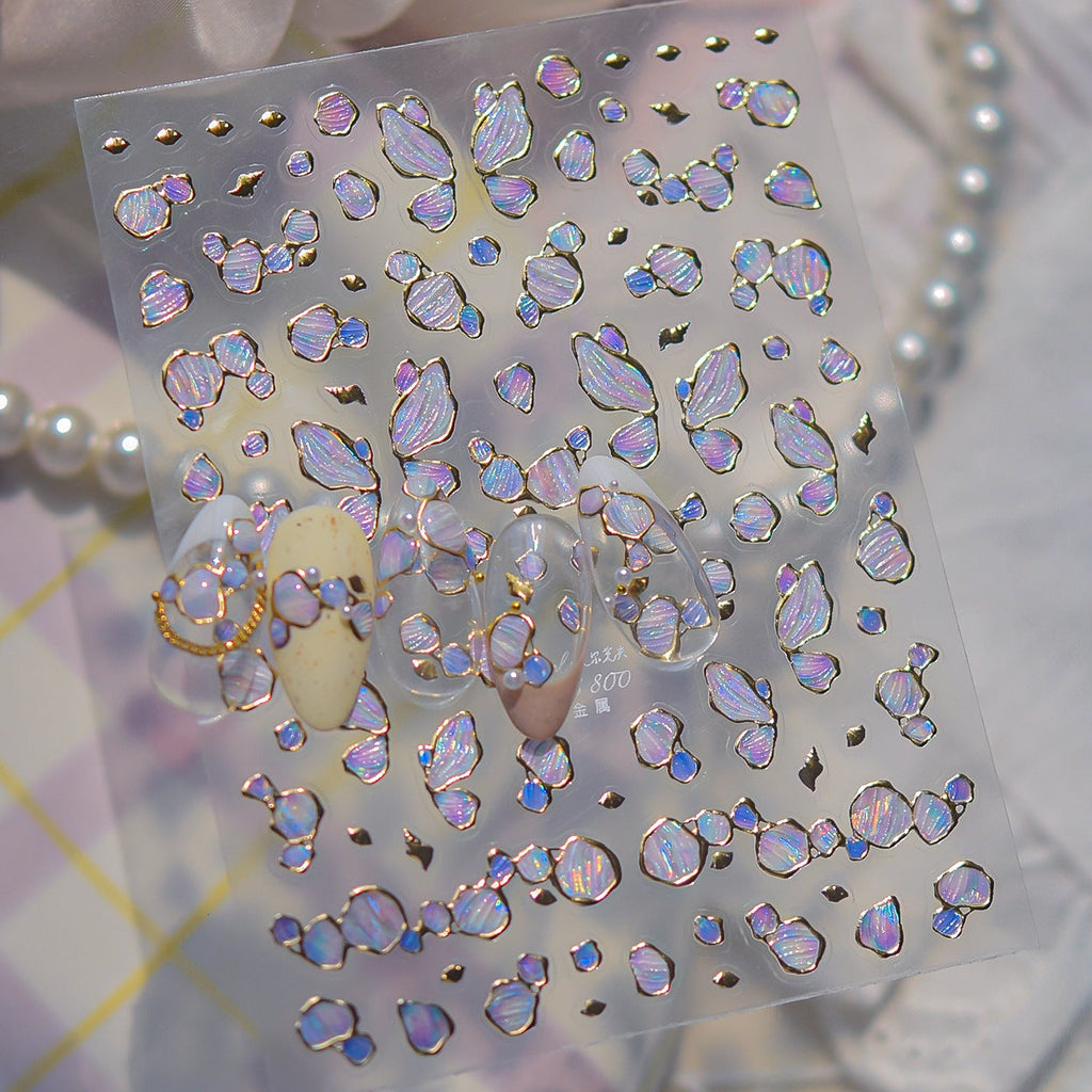 5D Shell Fragment Nail Stickers – Iridescent Pearl Mermaidcore Nail Art Decals