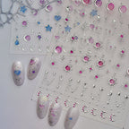5D Silver Celestial Moon & Star Nail Stickers 5736