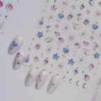 5D Silver Celestial Moon & Star Nail Stickers 5736