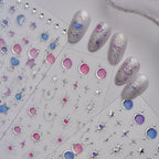 5D Silver Celestial Moon & Star Nail Stickers 5736