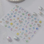 5D Silver Mermaid Ocean & Shell Nail Stickers 