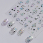 5D Silver Mermaid Ocean & Shell Nail Stickers 
