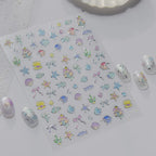5D Silver Mermaid Ocean & Shell Nail Stickers 