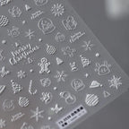 5D Snowflake Nail Art Stickers Adhesive White Snowflakes Sticker Decals TS3537