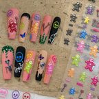 5D Spooky Skeleton Gingerbread Nail Stickers | Cute Goth Halloween Decals