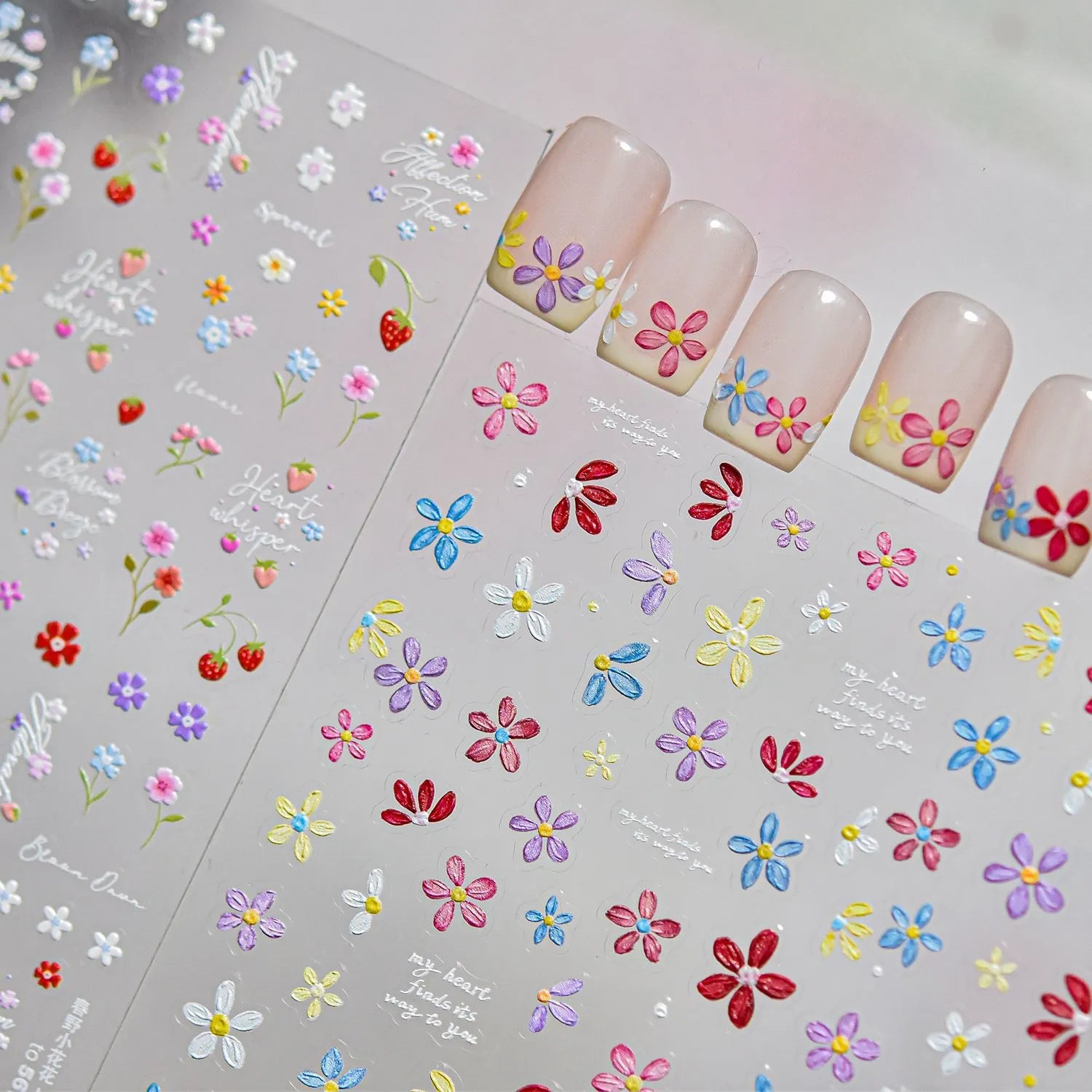 5D Spring Flower Nail Stickers Vintage Floral Decals