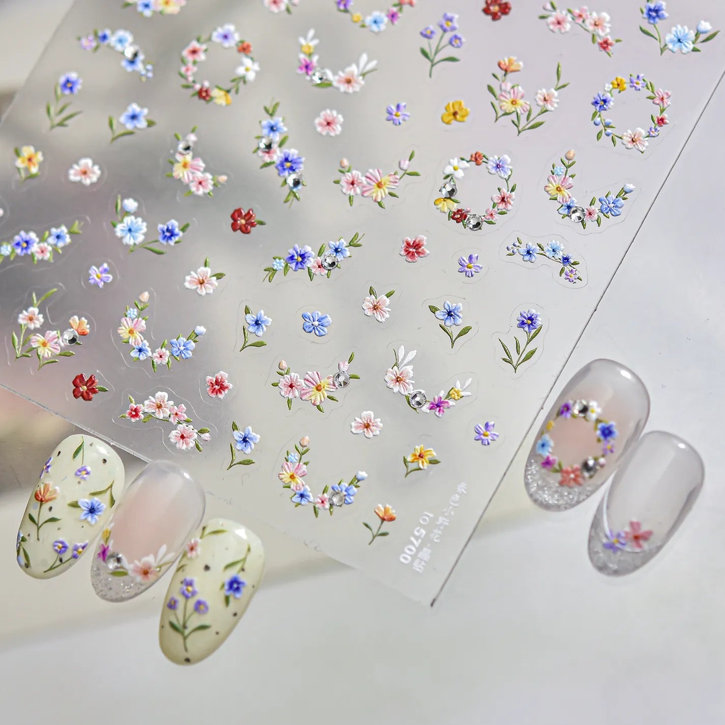 5D Spring Flower Nail Stickers Vintage Floral Decals