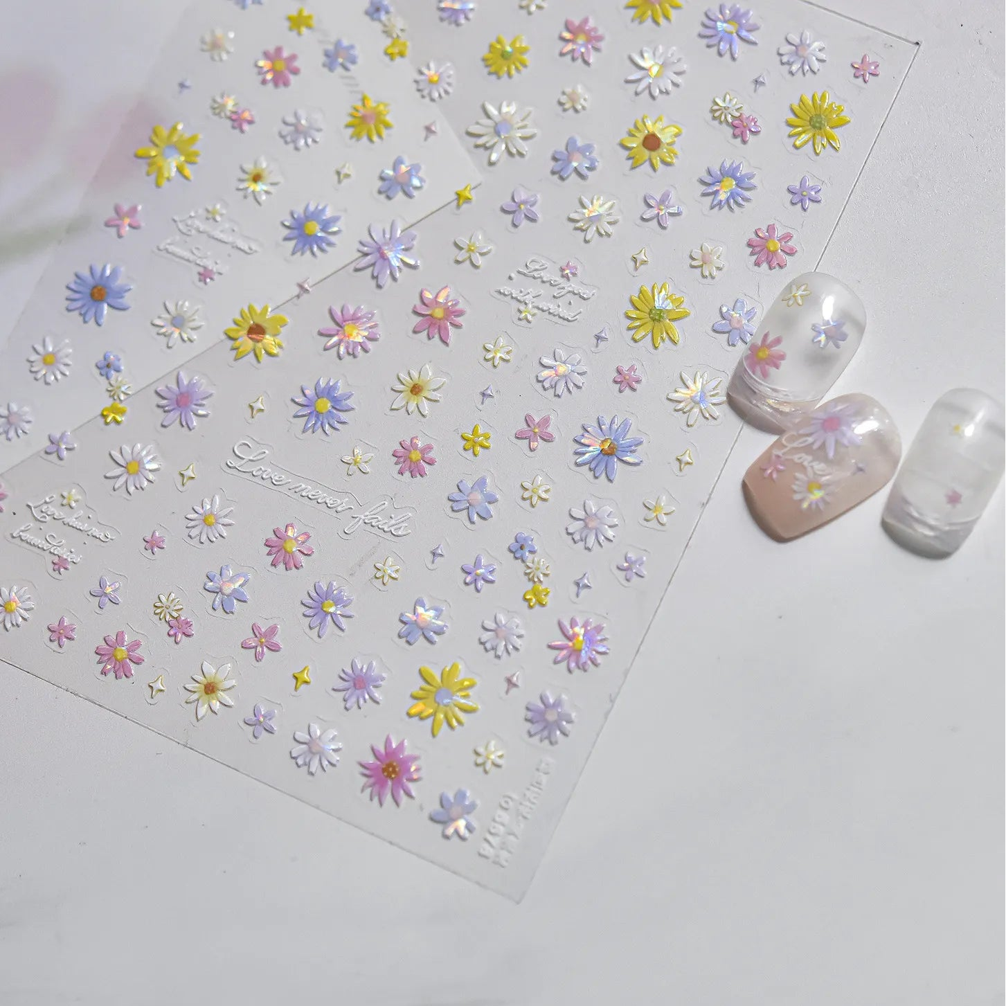5D Spring Flower Nail Stickers Vintage Floral Decals