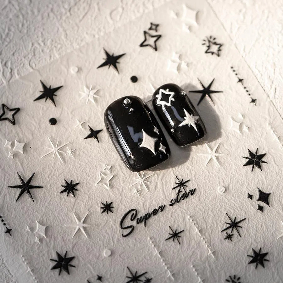 5D Stars Nail Art Stickers Cross Star Adhesive Slider Sticker Decals TS3451