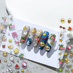 5D Summer Beach Nail Art Stickers Coconut Ice Cream Cold Drink Design Adhesive Sliders Sticker Decals TS1451